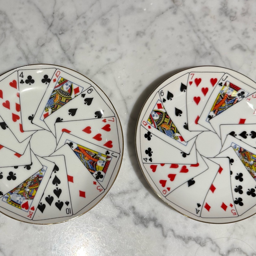 HORCHOW PLAYING CARDS SAUCERS (2)